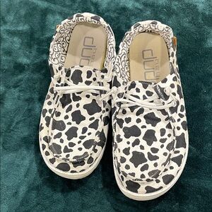 Hey Dude Kids Cow Print Slip-On Sneakers - Black & White